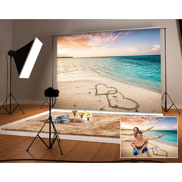 Beach 10x12 FT Photo Backdrops,Abstract Blurry Palm Tree Sunny Seashore Relaxing Seasonal Illustration Background for Child Baby Shower Photo Vinyl Studio Prop Photobooth Photoshoot 